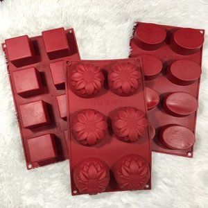 Set of 3 Silicone Sunflower Square Oval Cupcake Soap Muffin Molds